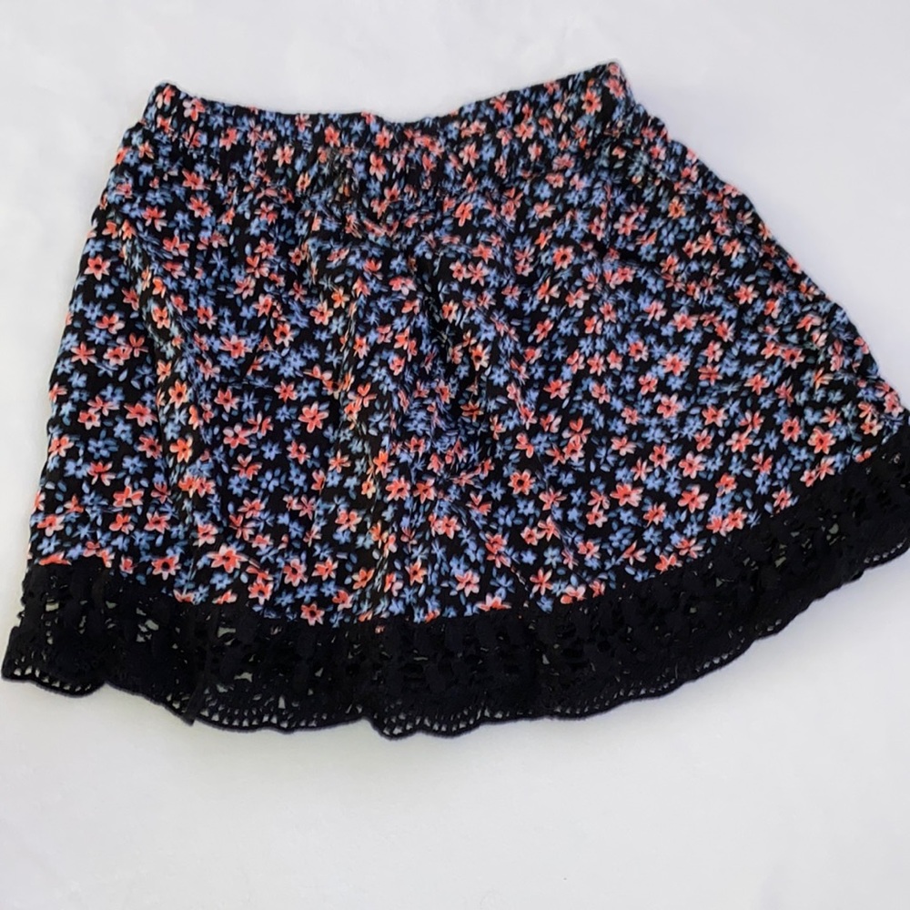 Pink, blue, and black flower skirt